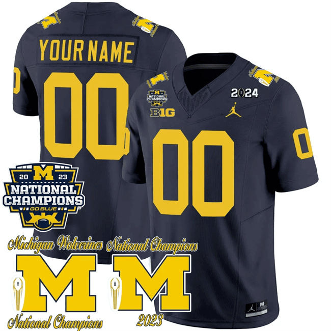Men's Michigan Wolverines ACTIVE PLAYER Custom Navy F.U.S.E. CFP 2023 National Champions Patch Vapor Stitched Football Jersey Men's Michigan Wolverines ACTIVE PLAYER Custom Navy F.U.S.E. CFP 2023 National Champions Patch Vapor Stitched Football Jersey